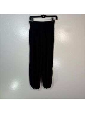 Lotus And Luna Pants Womens S/M Black Rayon Harem Boho Elastic Waist Cuffed